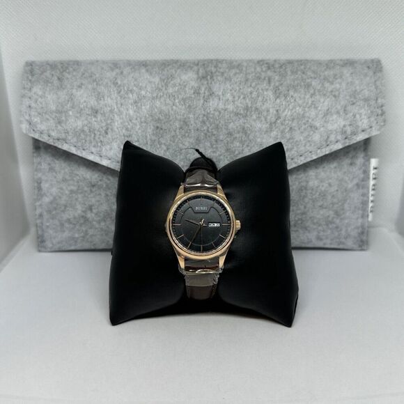 Burei S-13001L Men's Brown Leather Strap Analog Dial Quartz Wrist Watch JNA56 - Picture 1 of 13